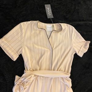 Lysse Canvas Striped Jumpsuit Short Sleeve